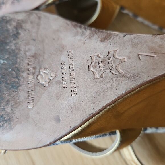 Olivia Rose Tal New York Women Size 7 Gold With Cheetah Footbed‎ Wedge Sandals - Picture 8 of 8